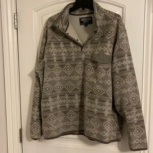 Southern Grit fleece pullover. Aztec print. (XL) gray&white western wear Shacket